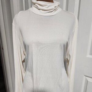 Eileen Fisher Silk Turtleneck Top Women's Long Sleeve Ivory 100% Silk Sz XL